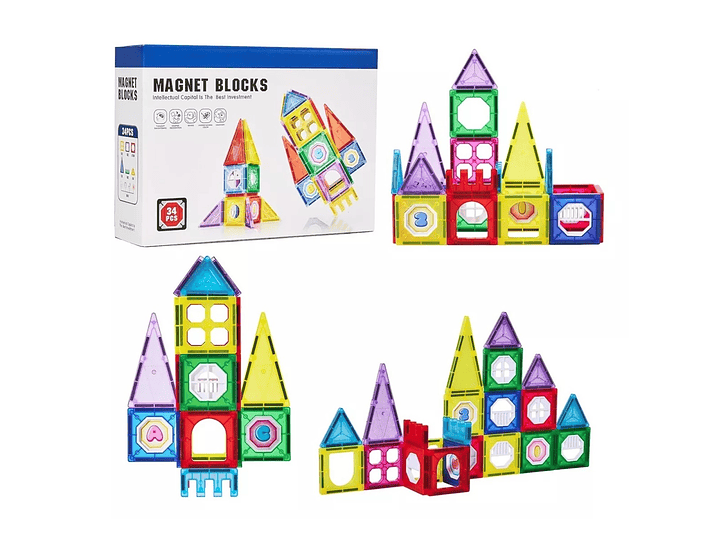 Juego De Bloques Construcción Magnéticos Didácticos 50010 1