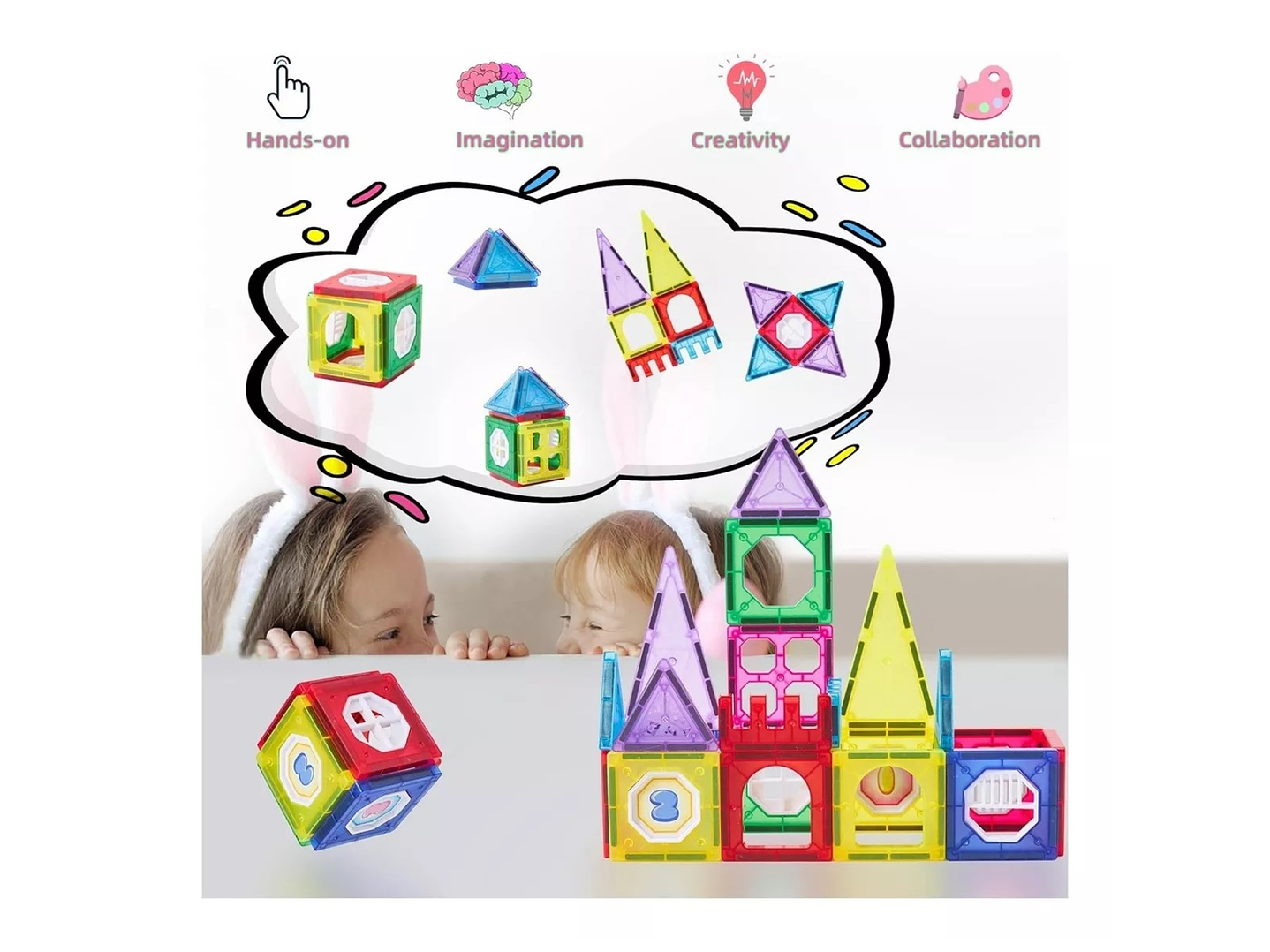 Juego De Bloques Construcción Magnéticos Didácticos 50010 4