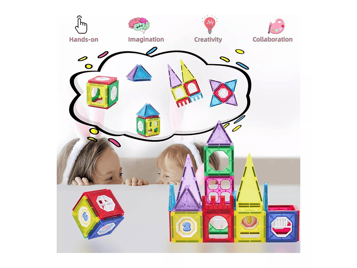 Juego De Bloques Construcción Magnéticos Didácticos 50010 4