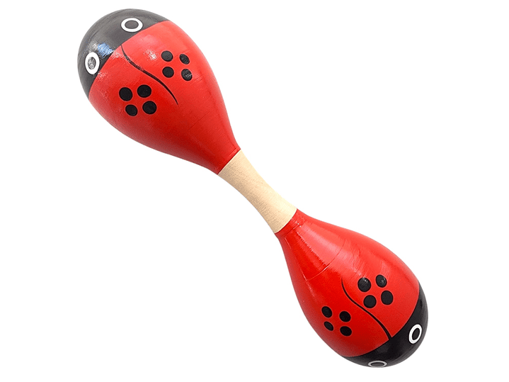Maraca Doble Martillo de Madera Sonajera Niños Roja 55503 3