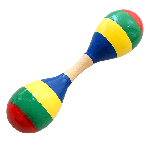 Maraca Doble de Madera Sonajera Niños Franjas Colores 55503