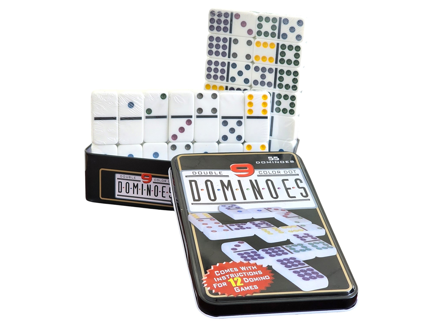 Juego Dominó Chancho 9 Caja Metálica 55 Piezas 2