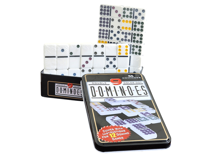 Juego Dominó Chancho 9 Caja Metálica 55 Piezas 2