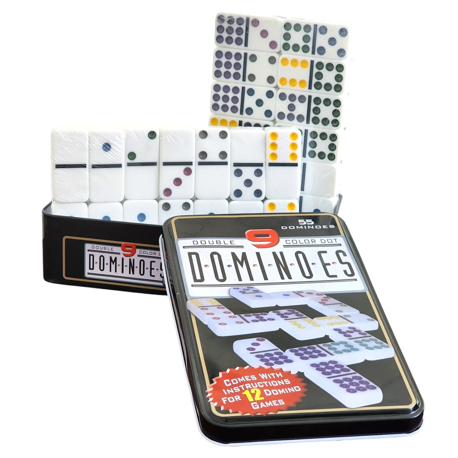 Juego Dominó Chancho 9 Caja Metálica 55 Piezas 2