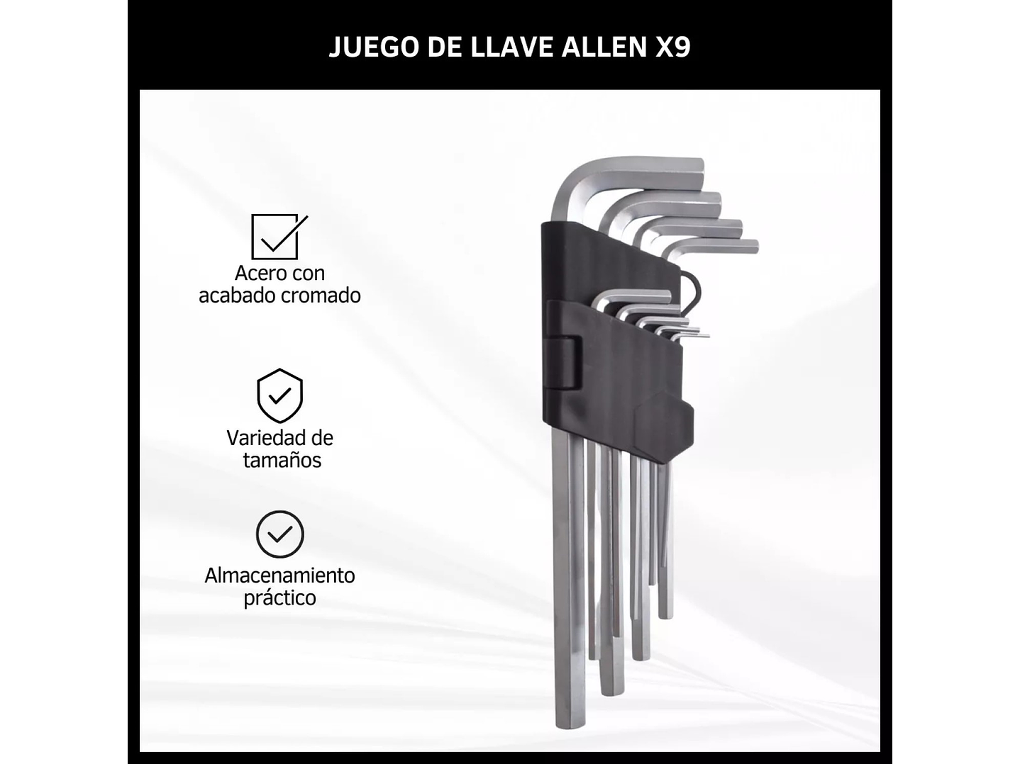Kit Llaves Allen 9 Piezas Largas con Soporte 12879 2