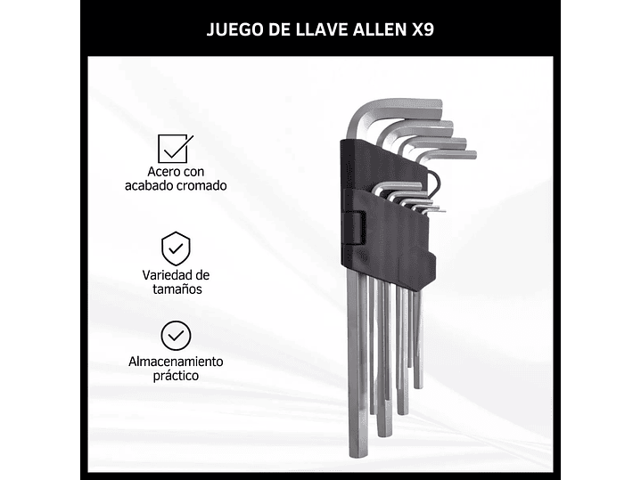 Kit Llaves Allen 9 Piezas Largas con Soporte 12879 2