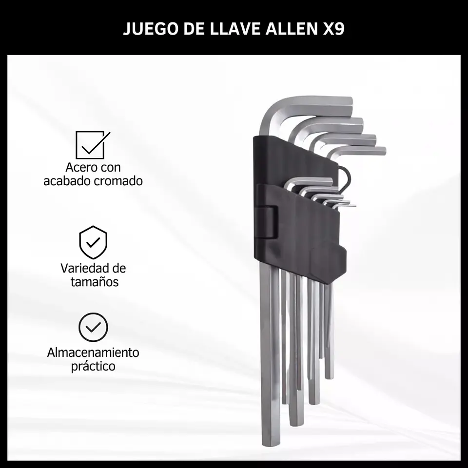 Kit Llaves Allen 9 Piezas Largas con Soporte 12879 2
