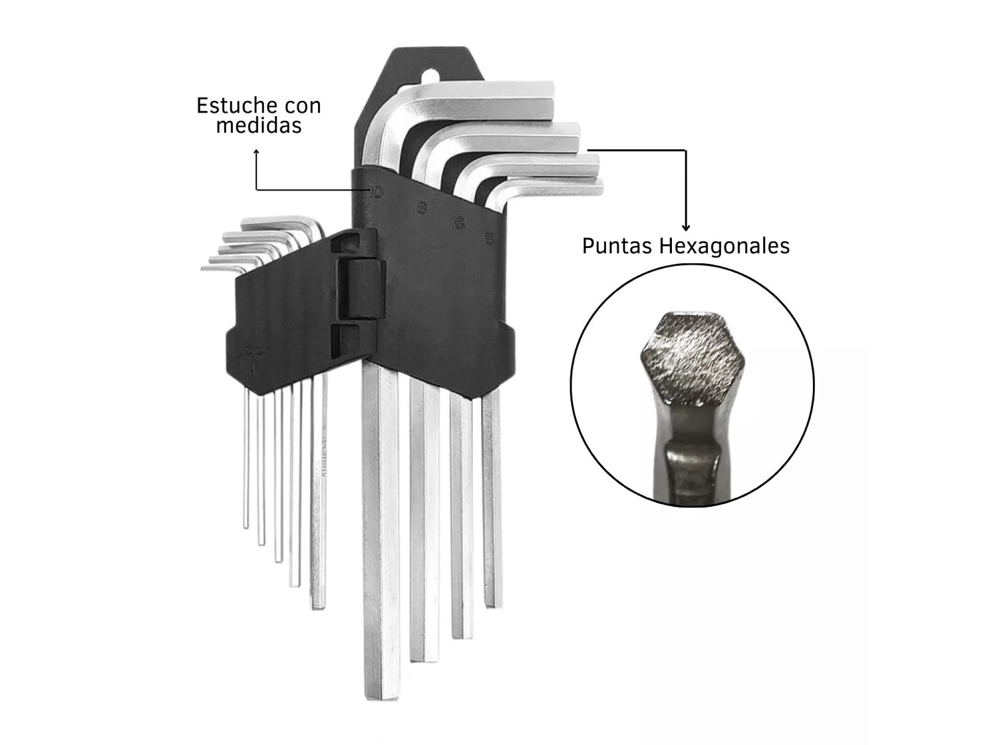 Kit Llaves Allen 9 Piezas Largas con Soporte 12879 4