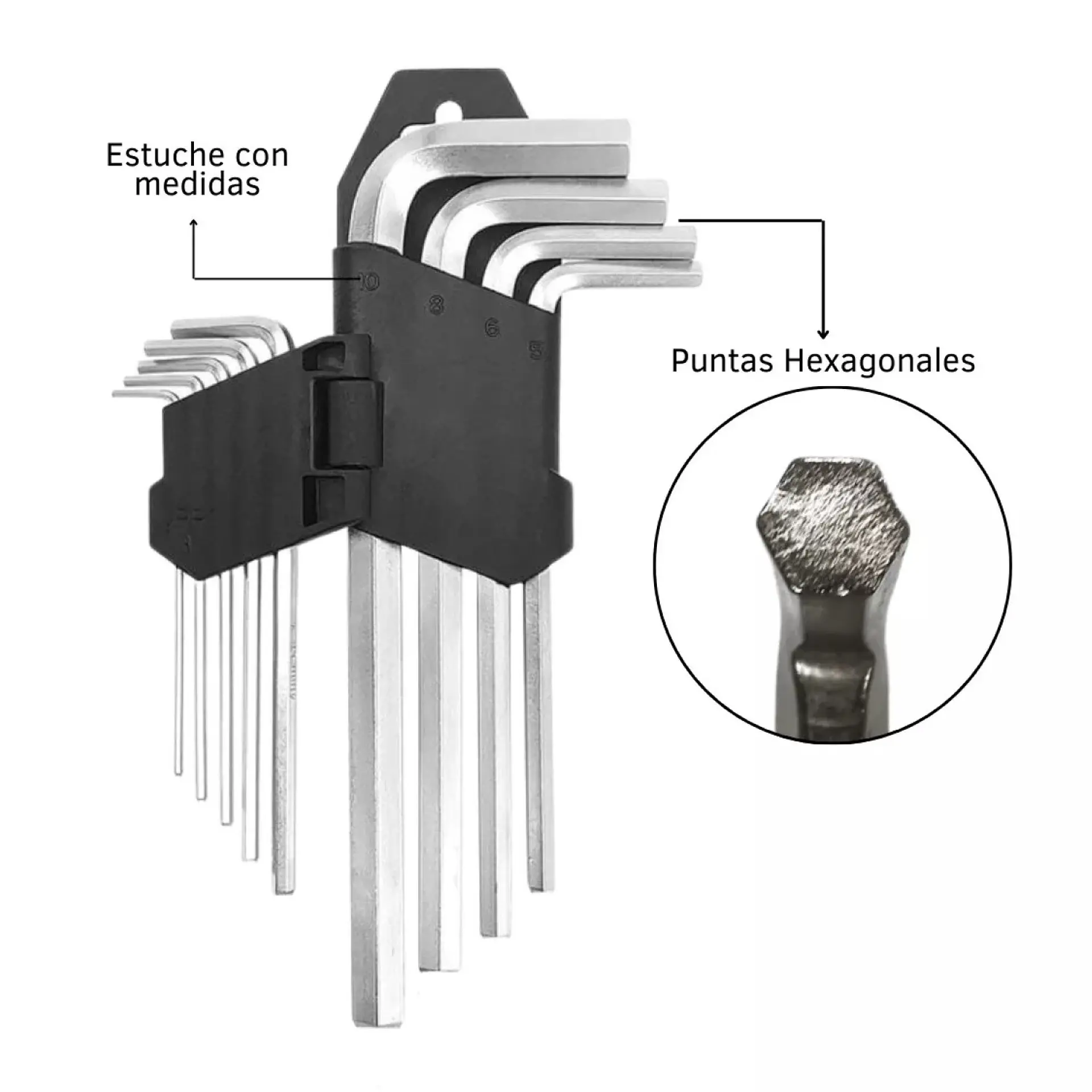 Kit Llaves Allen 9 Piezas Largas con Soporte 12879 4