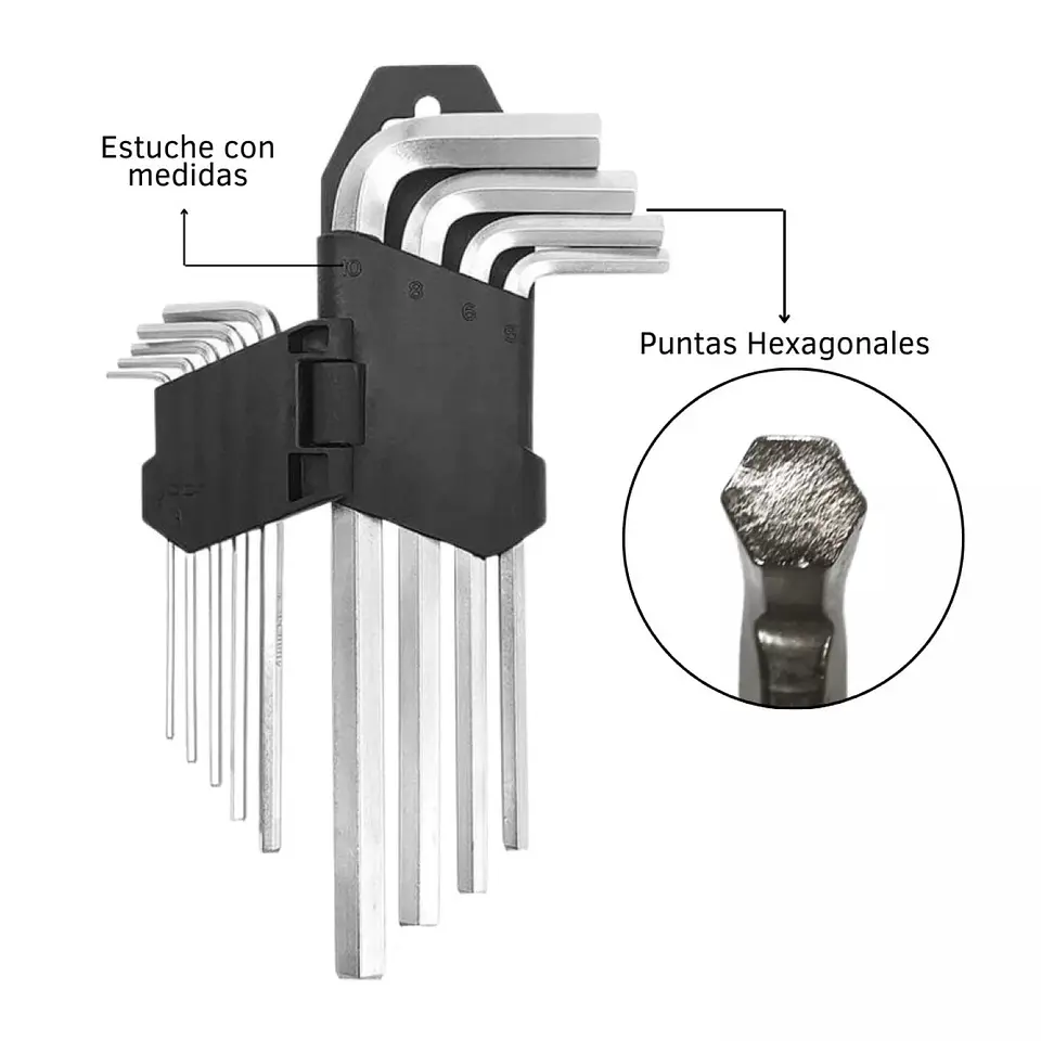 Kit Llaves Allen 9 Piezas Largas con Soporte 12879 4