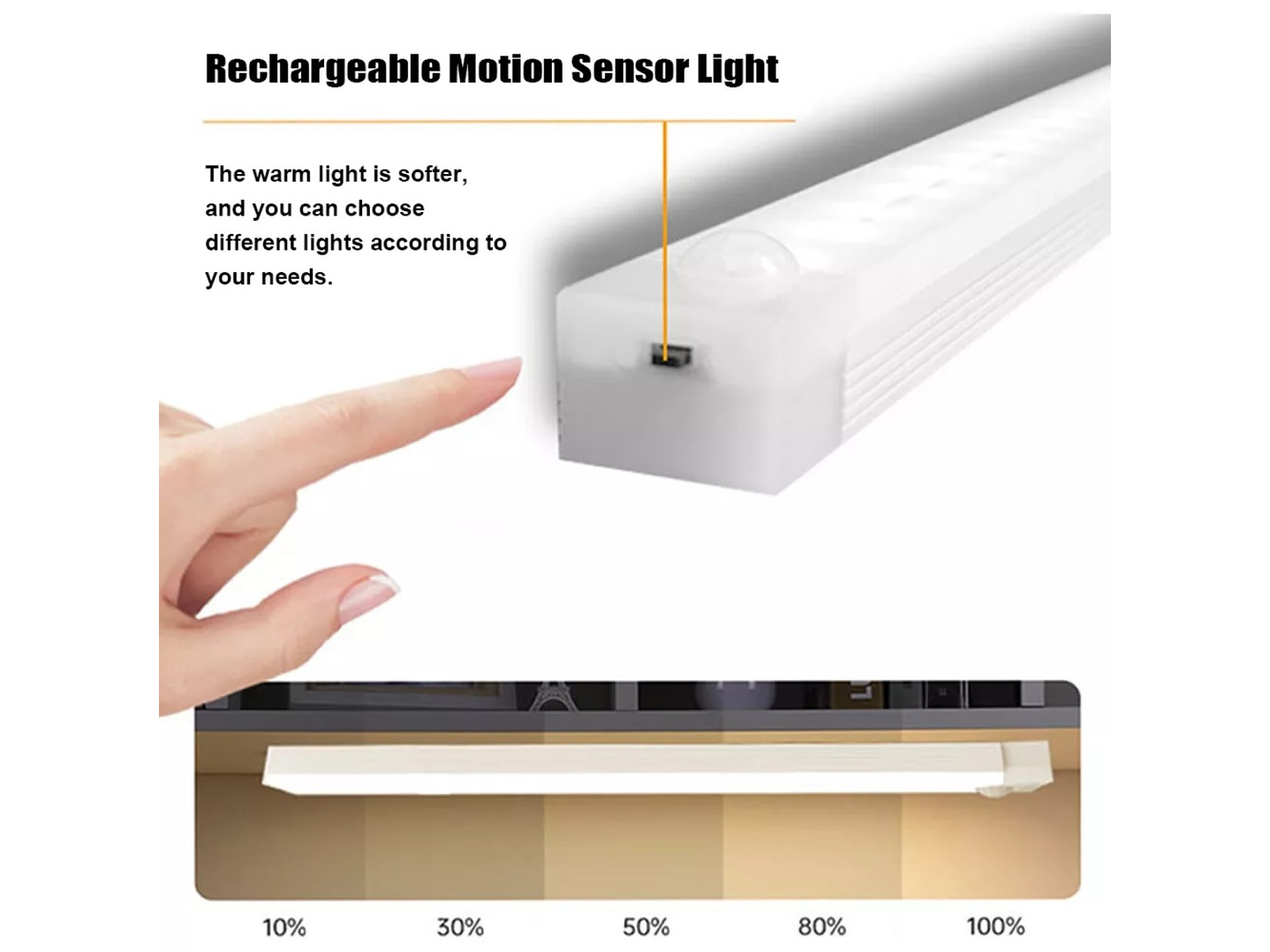 Luz Led Adhesiva Recargable 30cm con sensor 15450 7