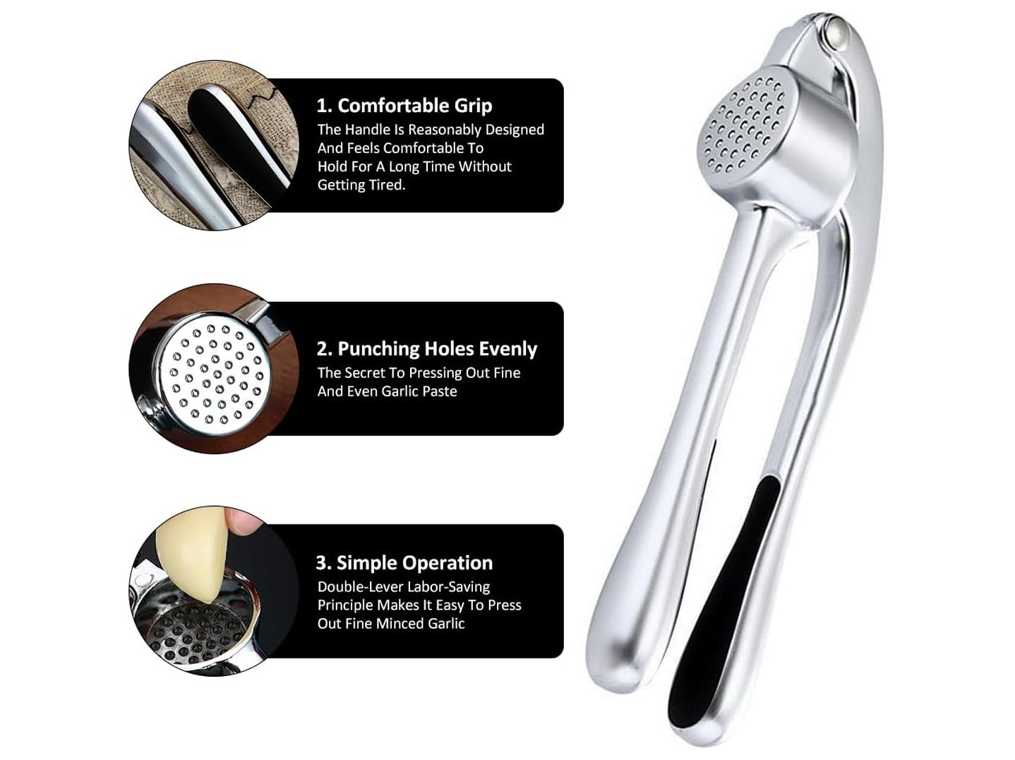 Cortador Prensa Triturador Manual de Ajo Ergonómico 16421 3