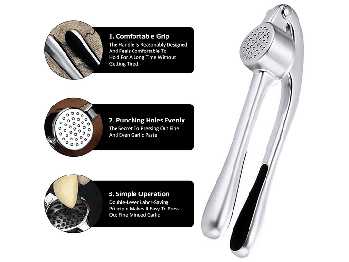 Cortador Prensa Triturador Manual de Ajo Ergonómico 16421 3
