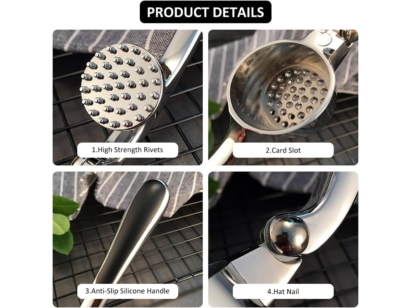 Cortador Prensa Triturador Manual de Ajo Ergonómico 16421 4