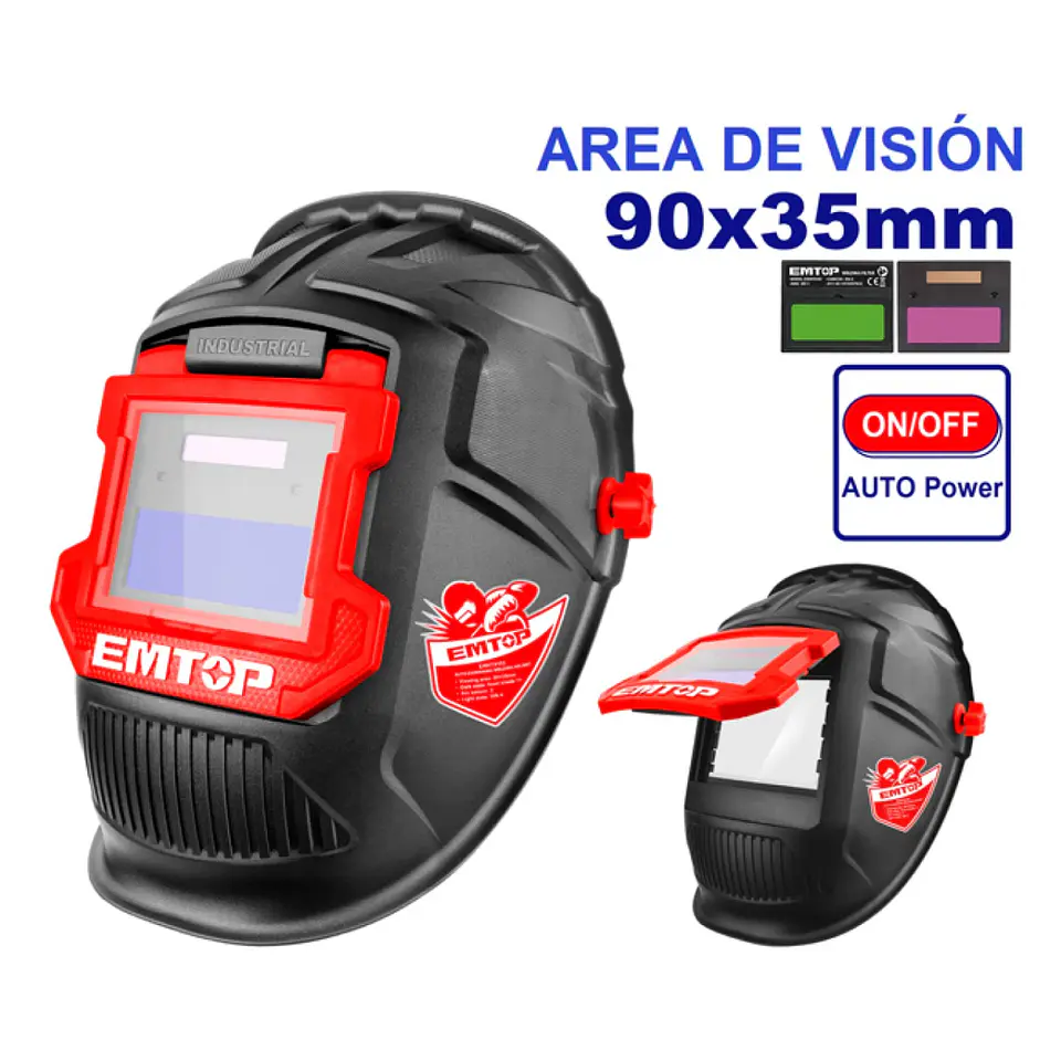 Mascara Casco Soldar Oscurecimiento Automático 90x35mm Emtop 8