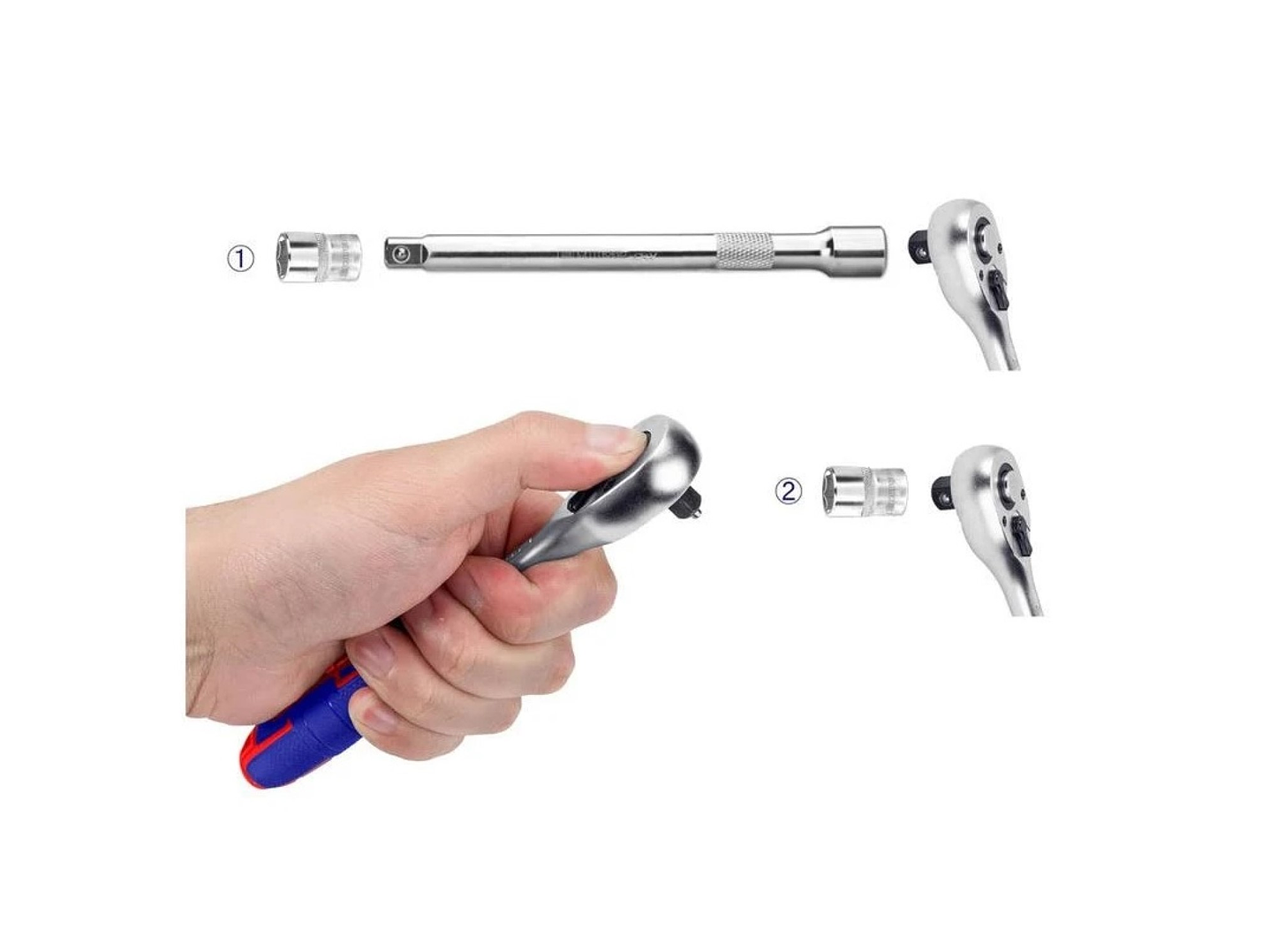 Kit de 14 Piezas Set Dados Ratchet 1/4 45t EMTOP  5