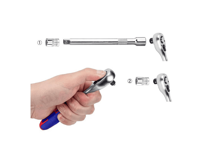 Kit de 14 Piezas Set Dados Ratchet 1/4 45t EMTOP  5