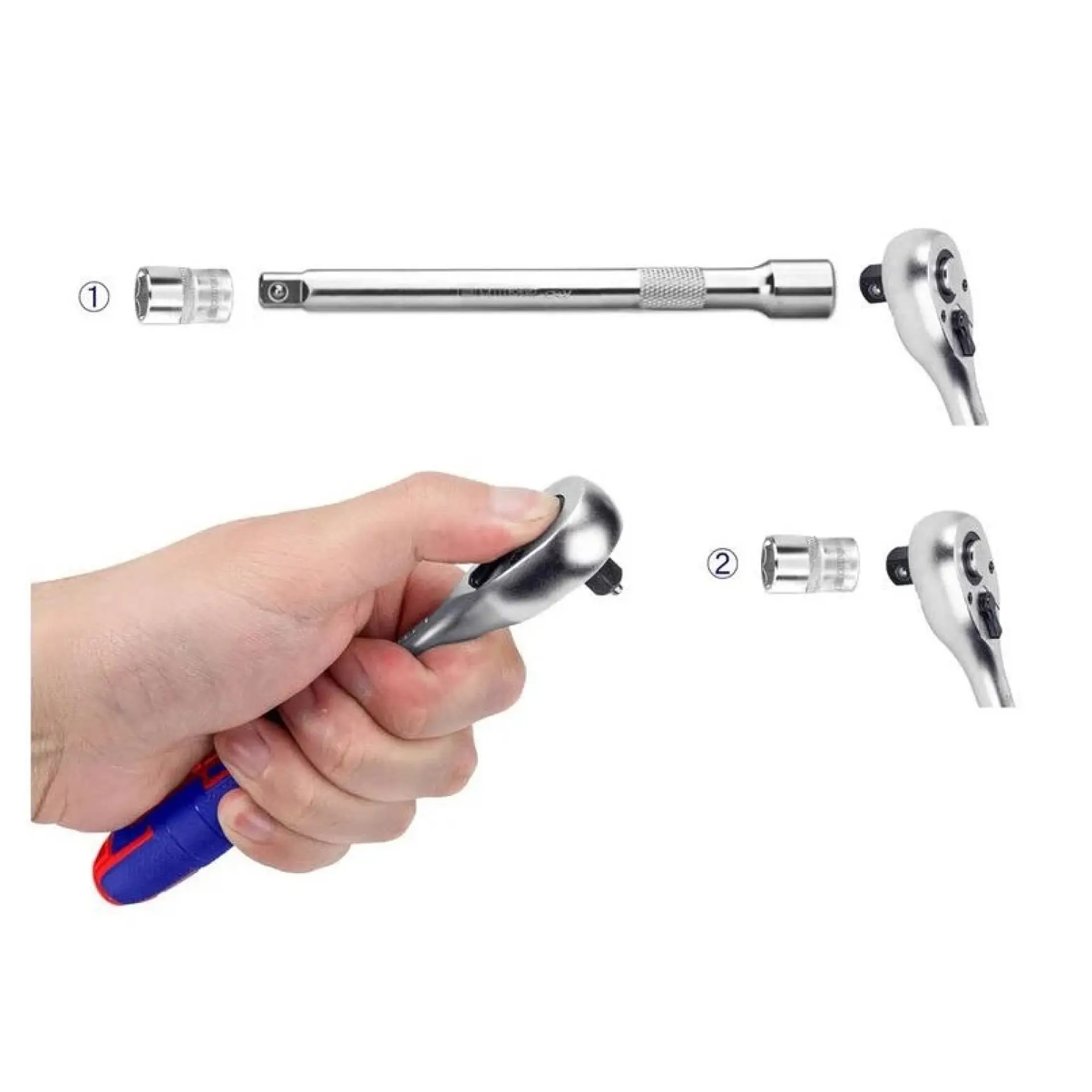 Kit de 14 Piezas Set Dados Ratchet 1/4 45t EMTOP  5