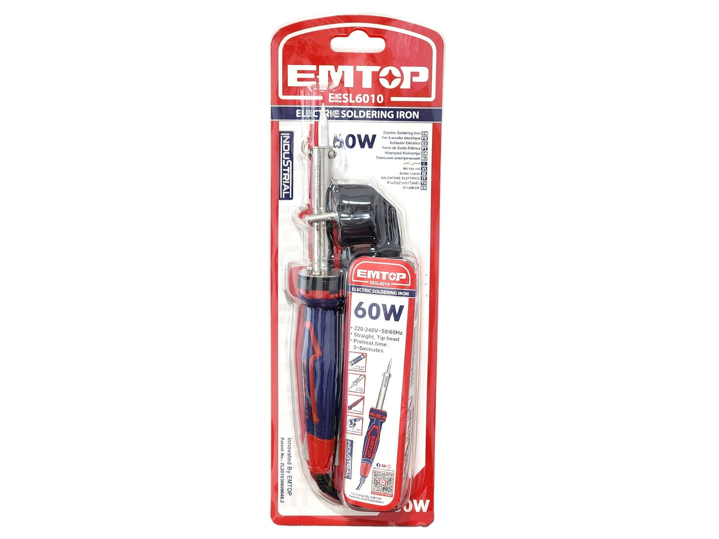 Soldador Eléctrico Cautín de Punta Recta 60W Emtop 1