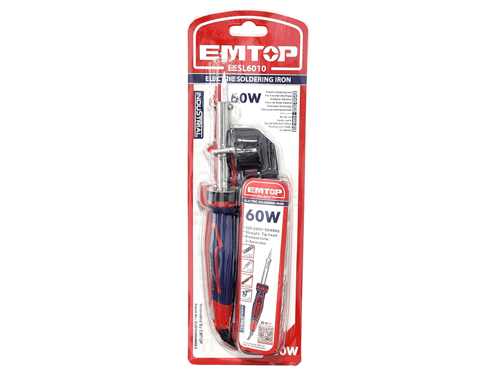 Soldador Eléctrico Cautín de Punta Recta 60W Emtop 1
