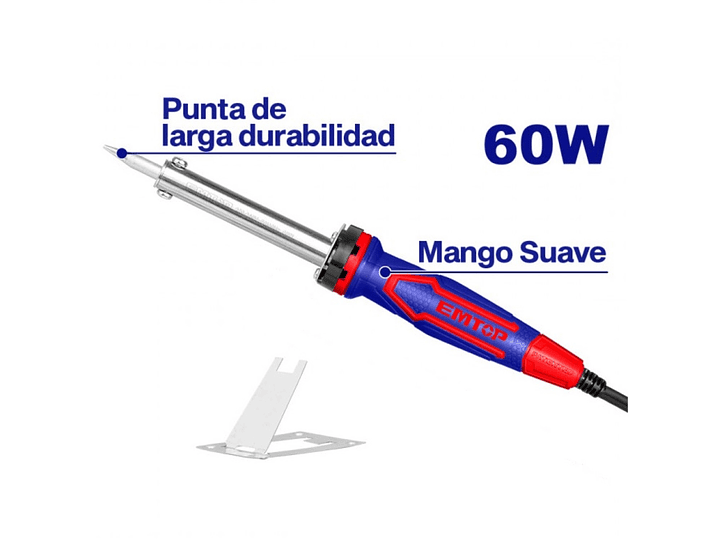 Soldador Eléctrico Cautín de Punta Recta 60W Emtop 5