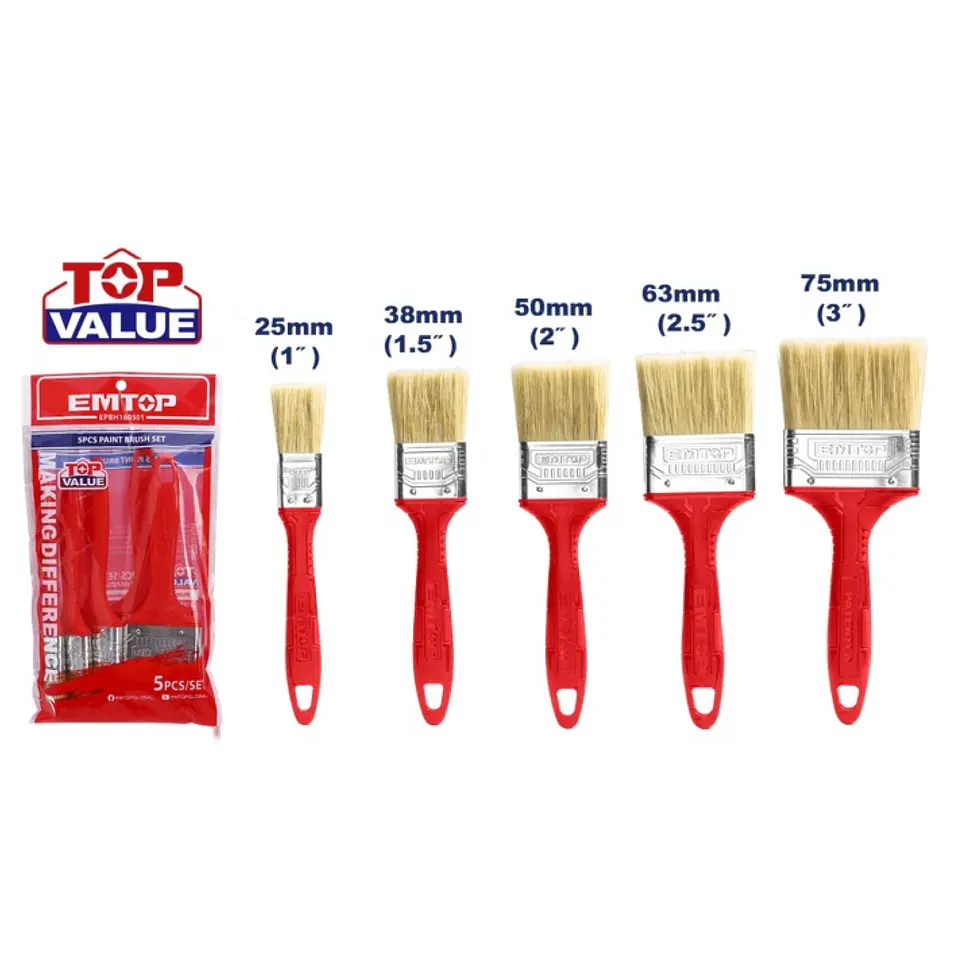 Kit de 5 Brochas Mango de Plástico EPBH160501 EMTOP 8