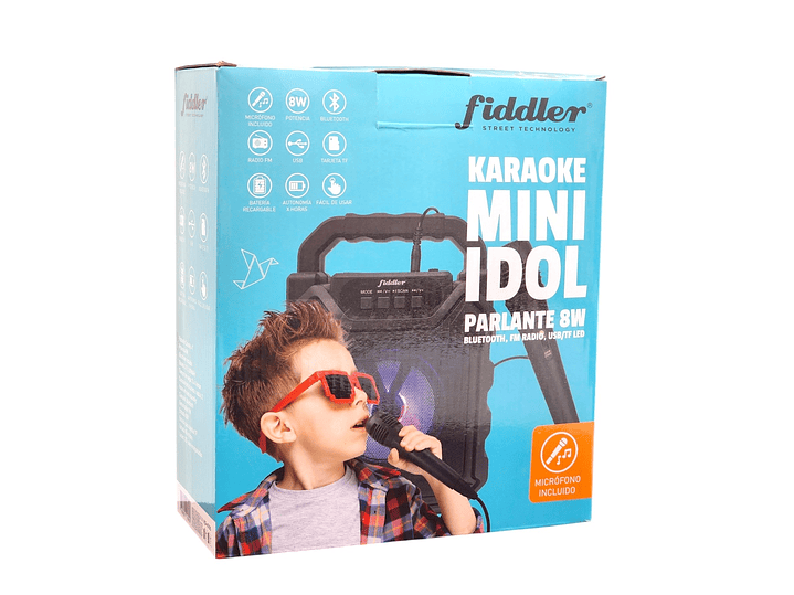 Parlante Karaoke Mini Idol 8W Bluetooth FM Radio USB Fiddler 8