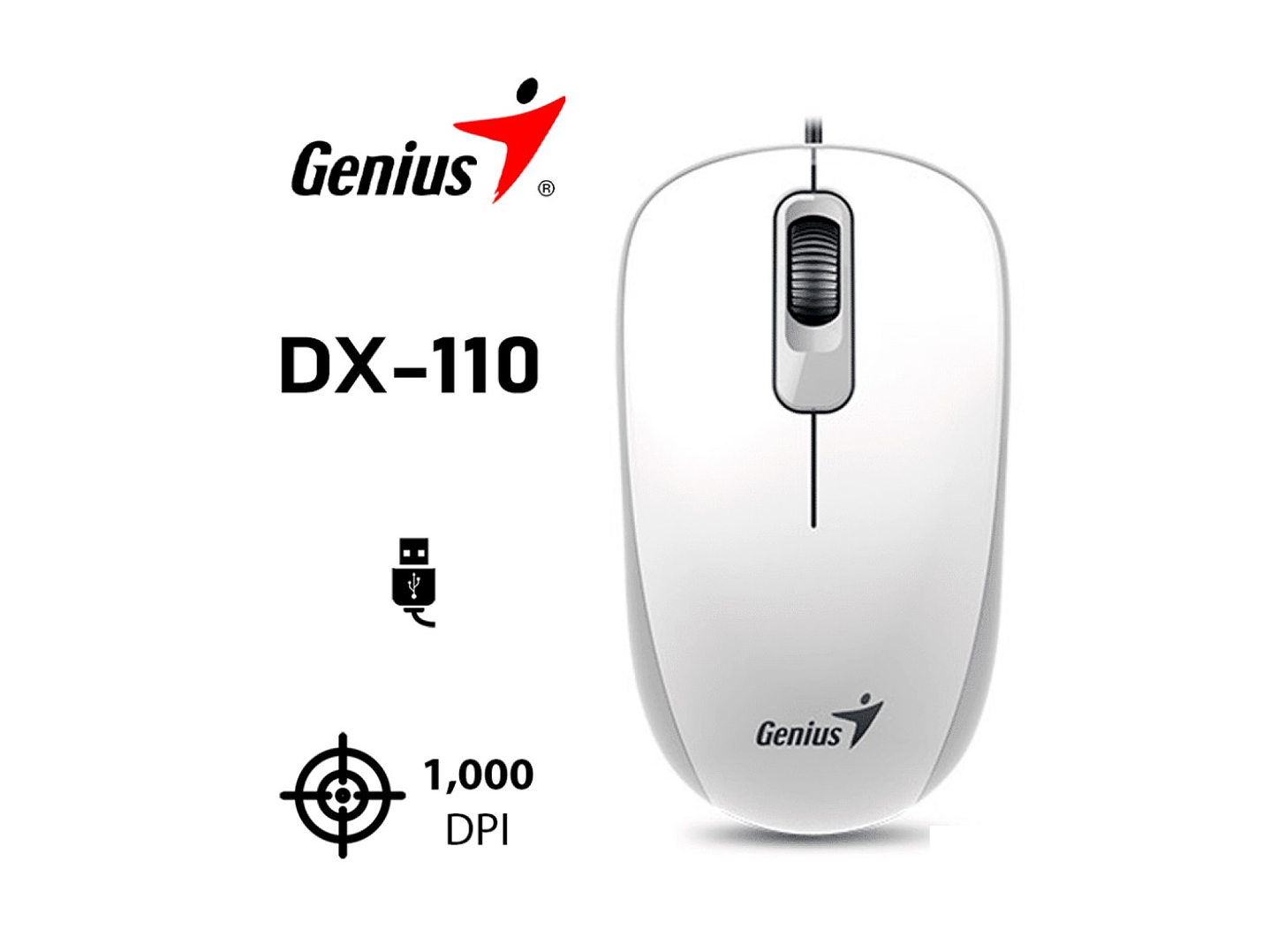 Mouse Óptico USB DX-110 Genius 3 Botones Blanco 7