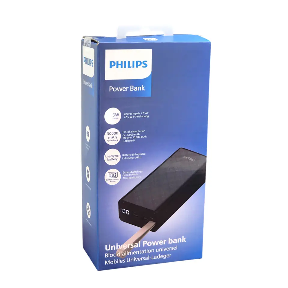 Power Bank 30000 Mah 22.5w Carga Rápida Philips USB-C 5