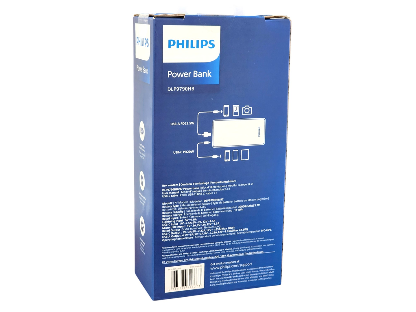 Power Bank 30000 Mah 22.5w Carga Rápida Philips USB-C 6