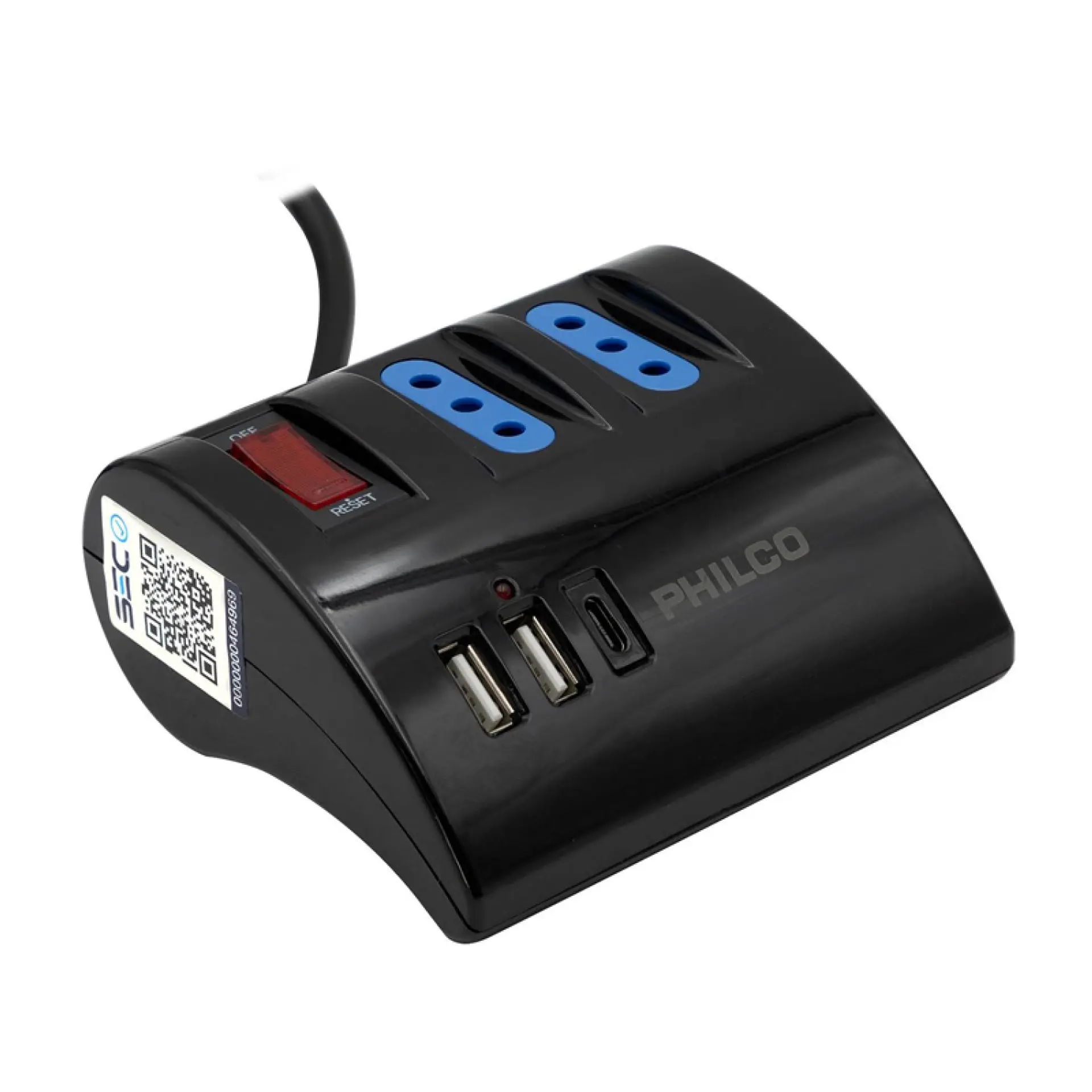 Alargador Extensión Philco 3 POS 2 USB 1 Tipo C Negro 1