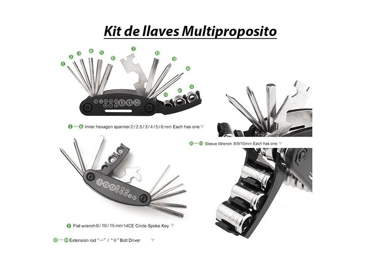 Kit Herramientas Bicicleta Completo Llave Y Parche 06031 4