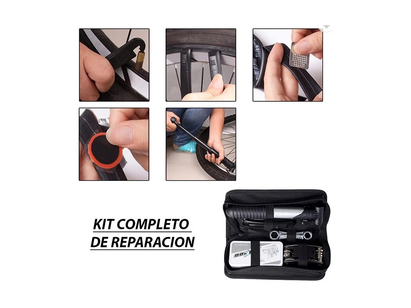 Kit Herramientas Bicicleta Completo Llave Y Parche 06031 6