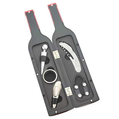 Set 5 Pz Saca Corcho Descorchador Estuche Botella Vino 10189
