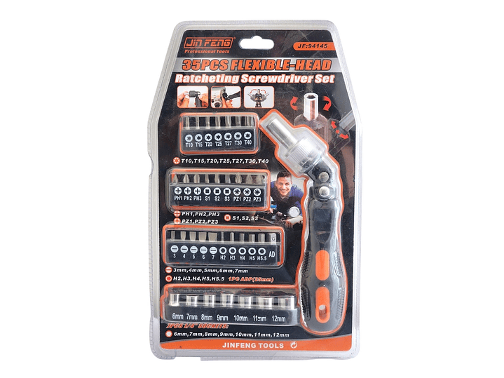 Set Destornillador Crique Flexible C/ Puntas 35 Pzas 13475 1