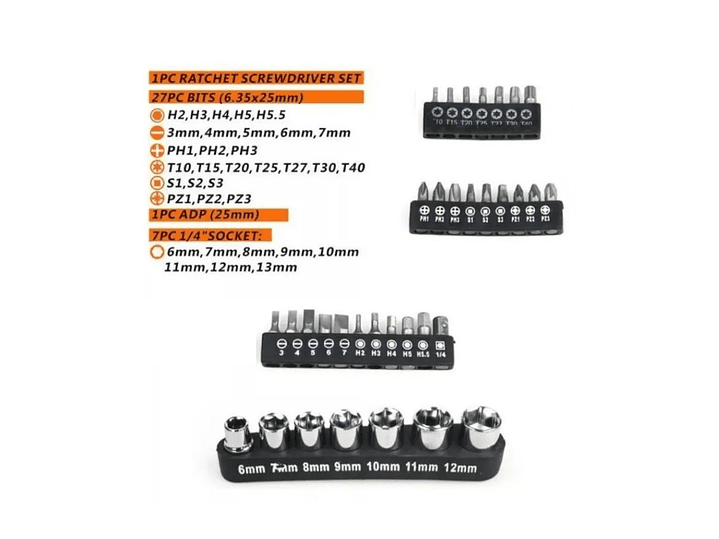 Set Destornillador Crique Flexible C/ Puntas 35 Pzas 13475 4