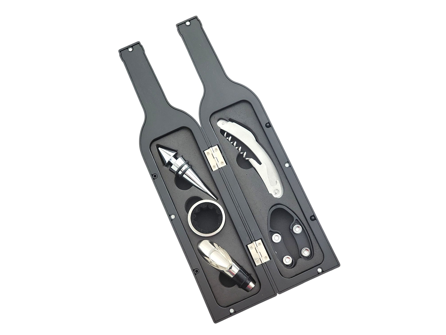Set 5 Pz Descorchador Estuche Botella Vino Negro 50031 2