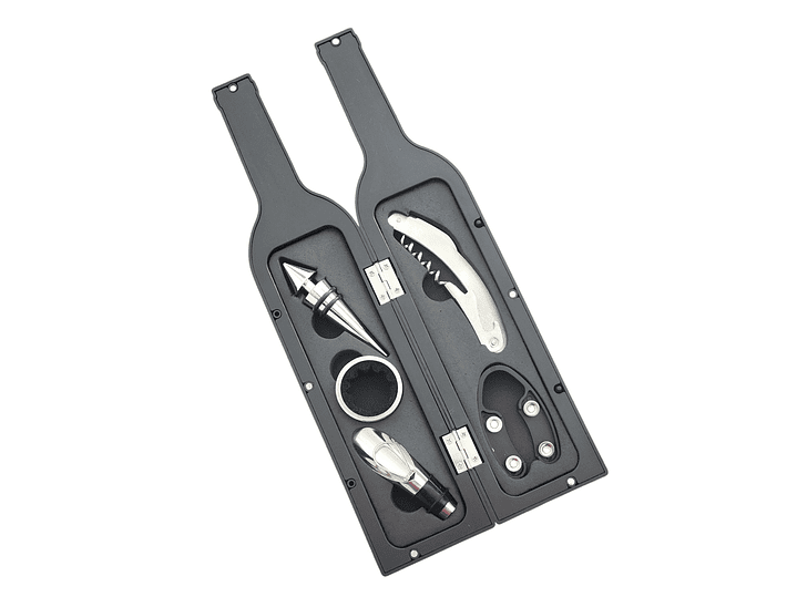 Set 5 Pz Descorchador Estuche Botella Vino Negro 50031 2