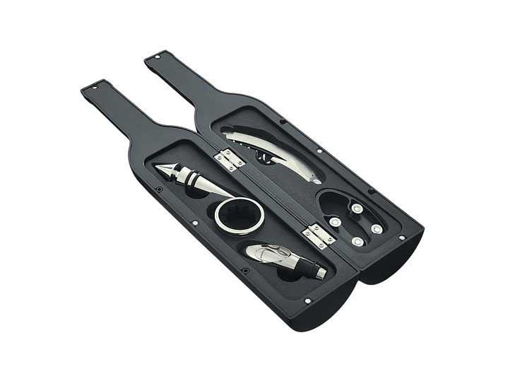 Set 5 Pz Descorchador Estuche Botella Vino Negro 50031 3