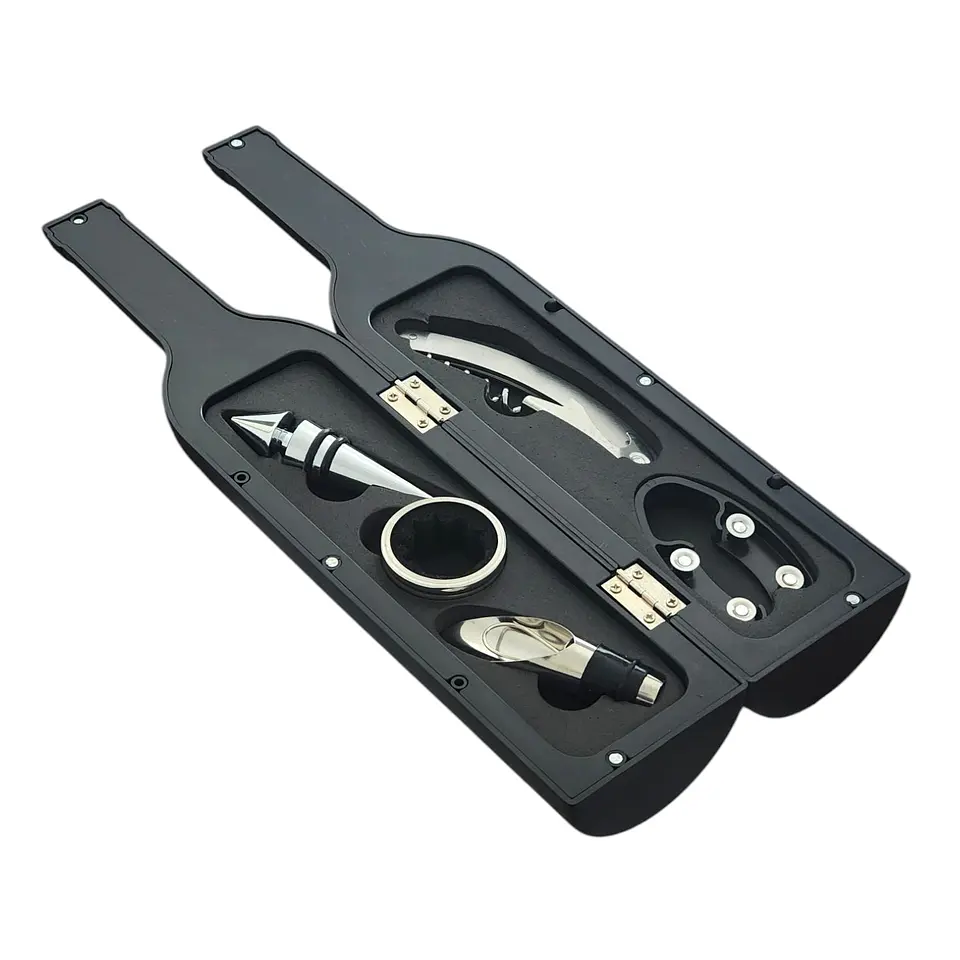Set 5 Pz Descorchador Estuche Botella Vino Negro 50031 3