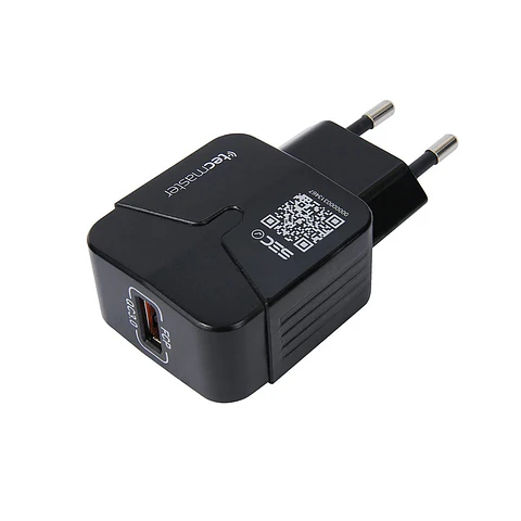 Cargador De Pared USB-A QC3.0 3.A Tecmaster Negro