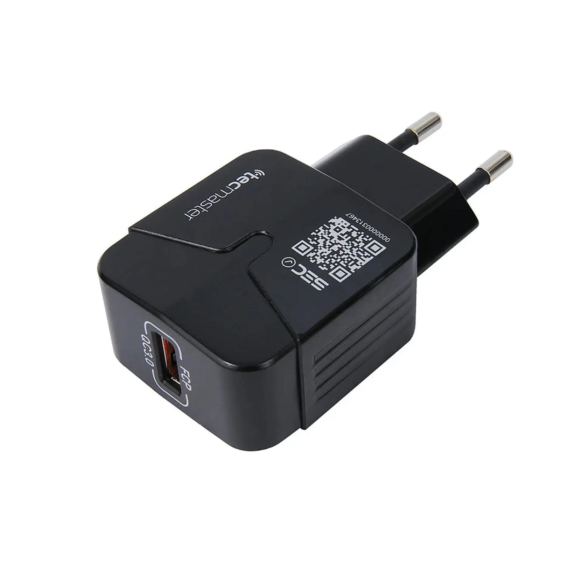 Cargador De Pared USB-A QC3.0 3.A Tecmaster Negro 2
