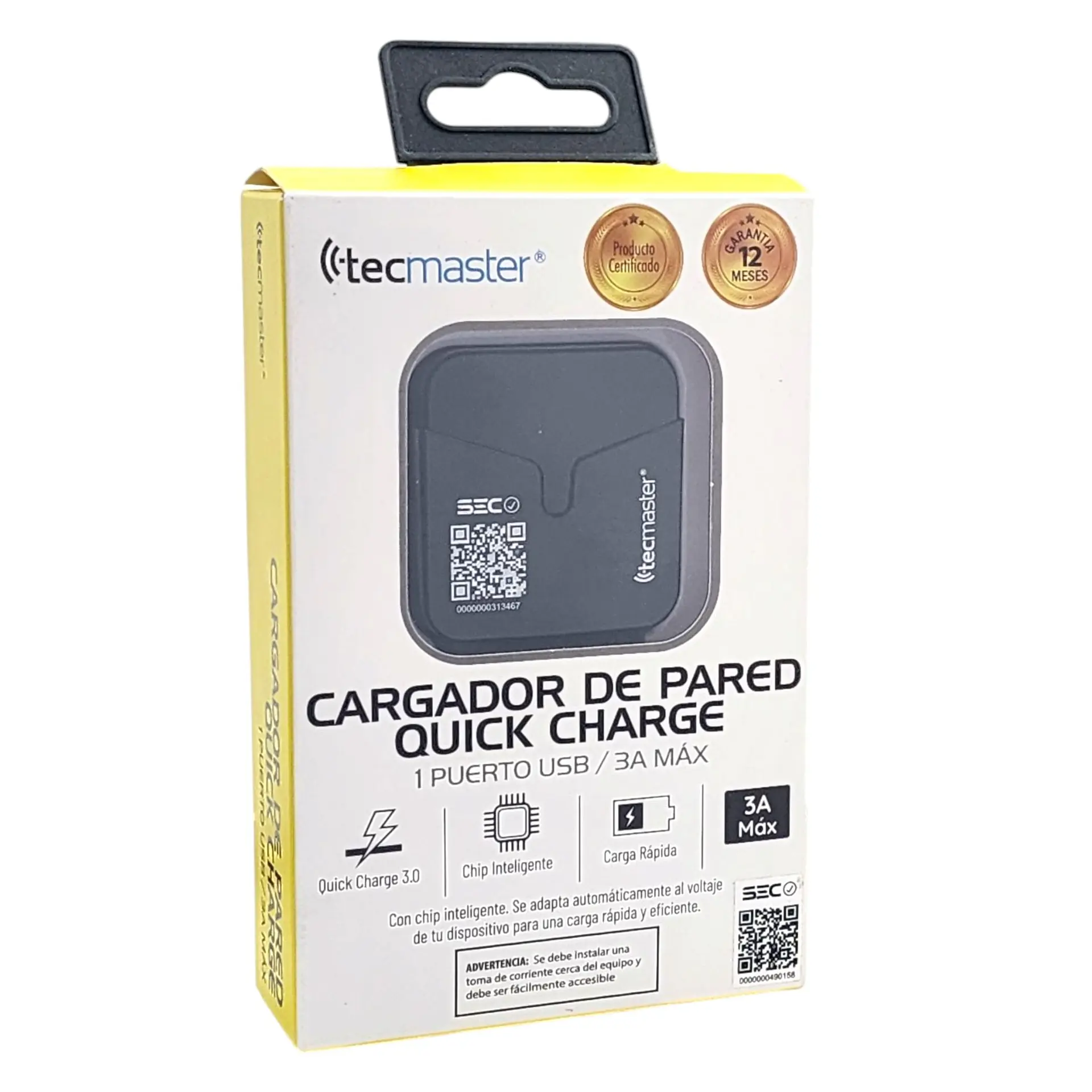 Cargador De Pared USB-A QC3.0 3.A Tecmaster Negro 3