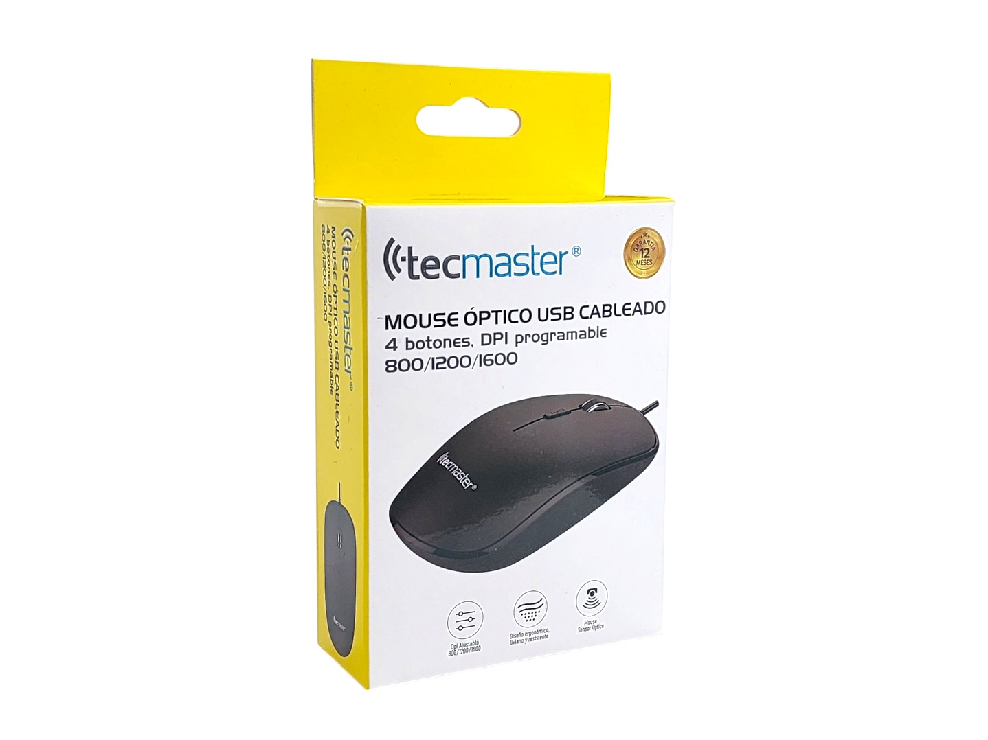 Mouse Óptico con Cable USB 1600 dpi Tecmaster Negro 5