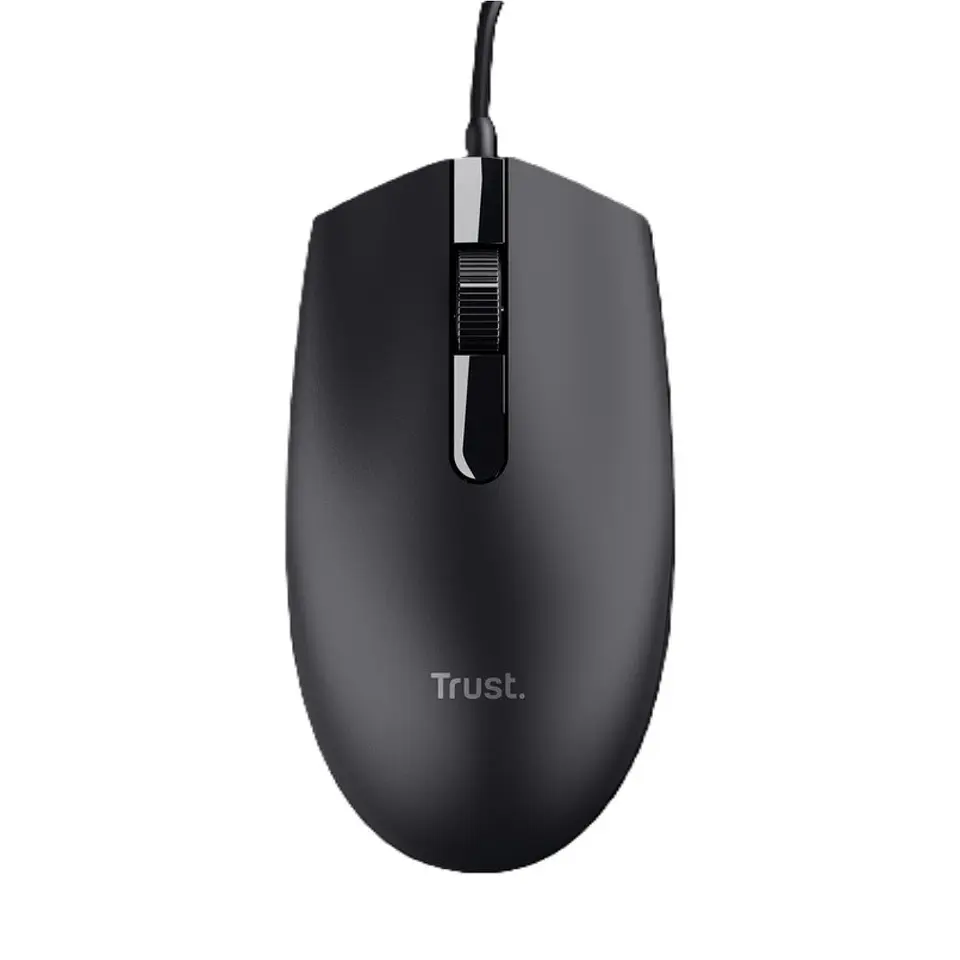 Mouse Óptico Con Cable USB Ambidiestro Basi Trust Negro 1