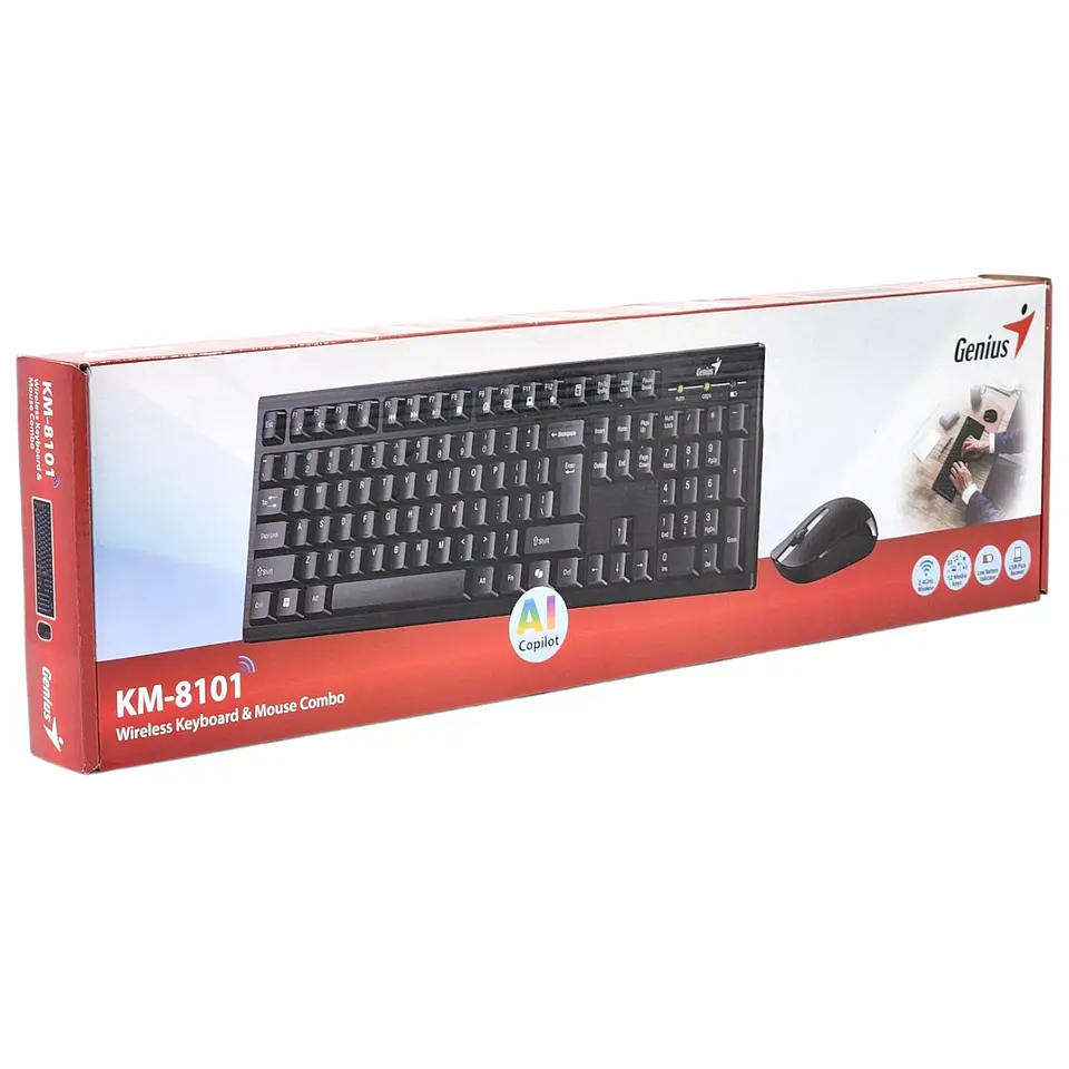 Kit Teclado y Mouse Inalámbrico KM-8101 Negro Genius 8