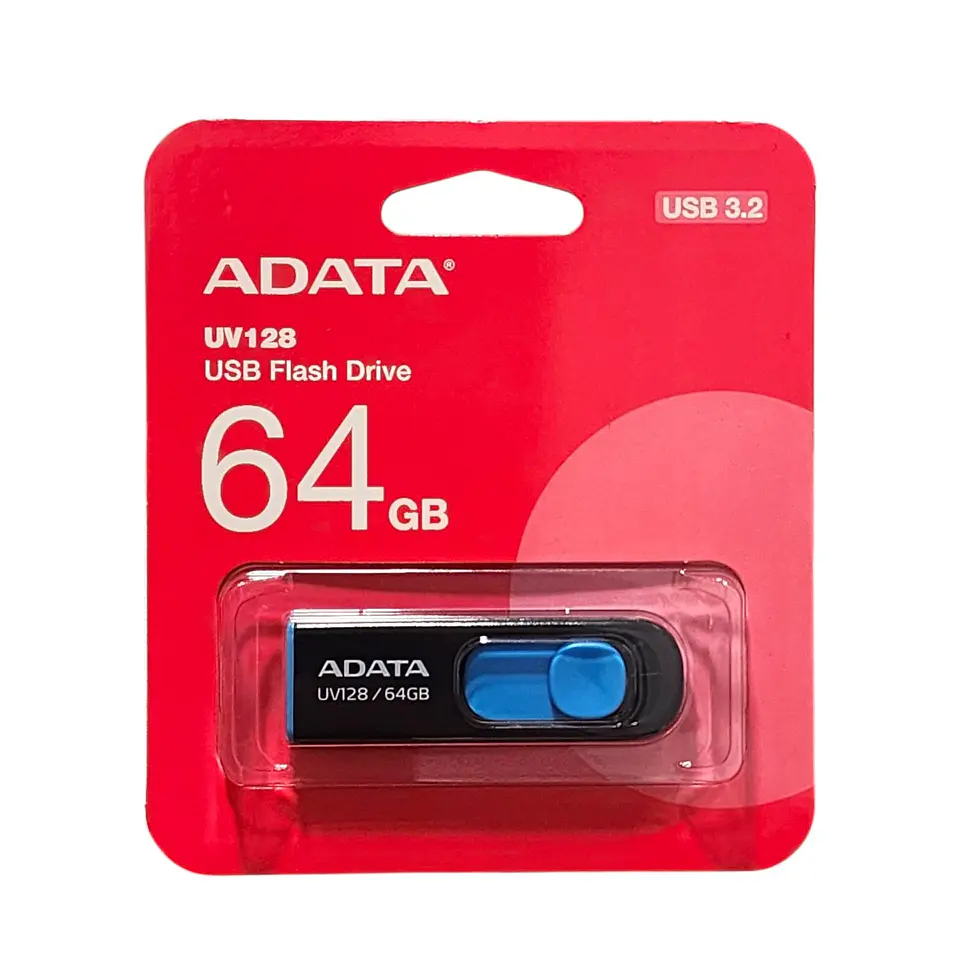 Pendrive Adata UV128 64gb 3.2 Gen 1 Negro/Azul Retráctil 4