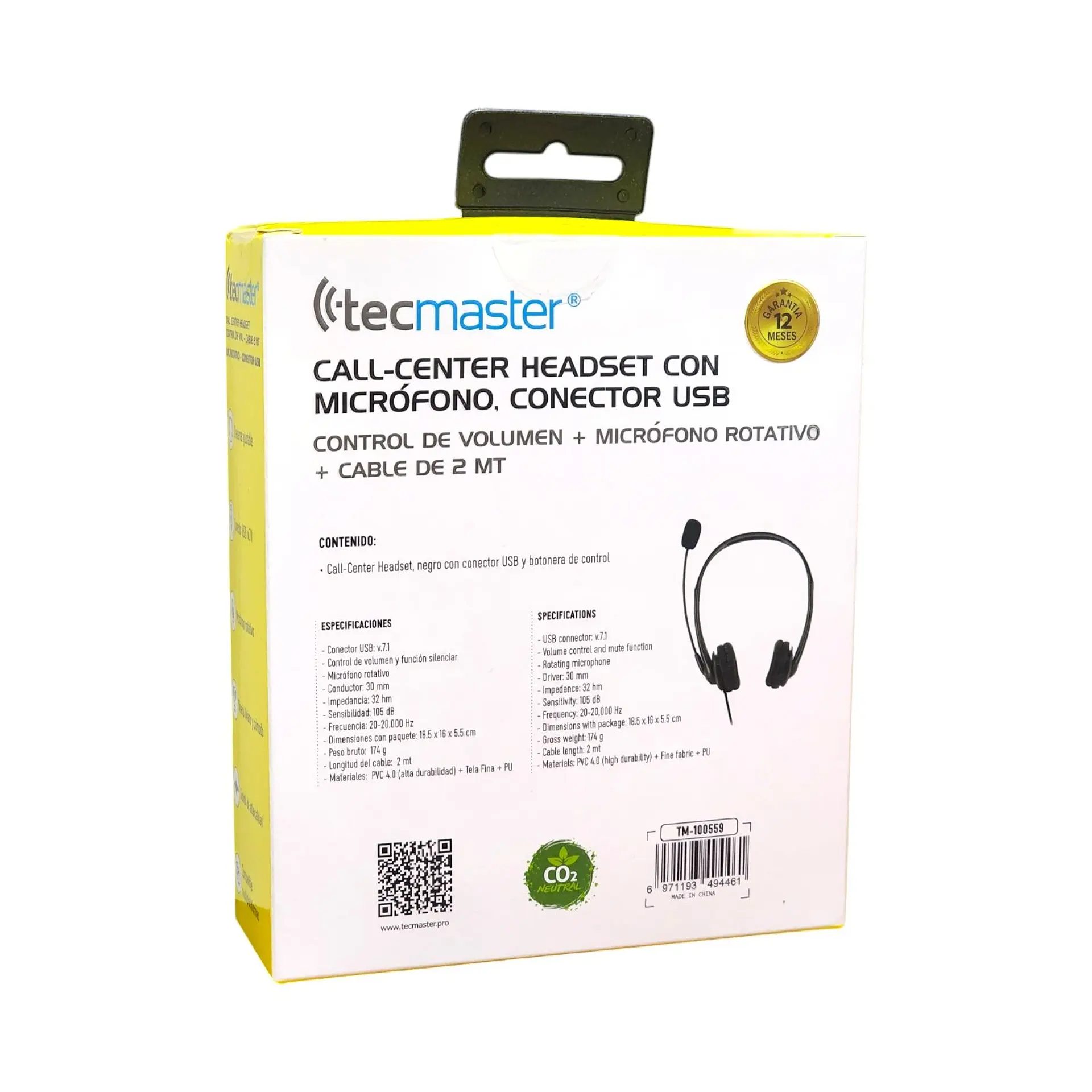 Auriculares Call-Center Micrófono USB Tm100559 Tecmaster  5
