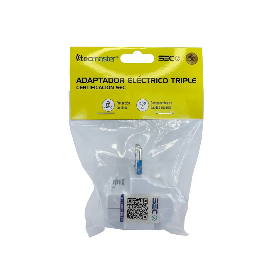 Enchufe Adaptador Triple de 3 Tomas TM-800102wh Tecmaster  3