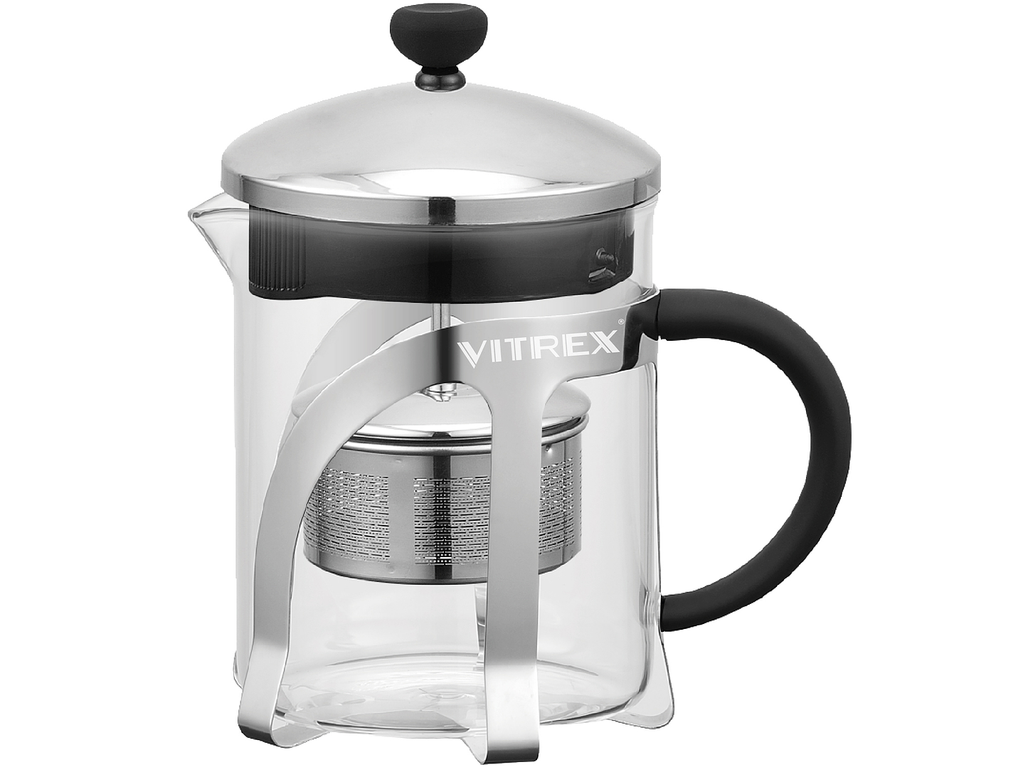 Tetera Embolo de vidrio con filtro 600 ml Indi Vitrex 1